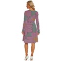 Mid Century Retro Floral 1970s 1960s Pattern 80 Long Sleeve Dress With Pocket View4
