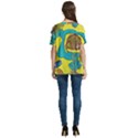 Mid Century Retro Floral 1970s 1960s Pattern 60 V-Neck Split Shoulder Casual T-Shirt View4