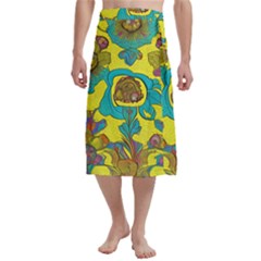 Mid Century Retro Floral 1970s 1960s Pattern 60 Traditional Men s Hawaiian Lavalava Ie Faitaga Wrap Skirt
