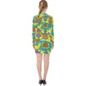 Mid Century Retro Floral 1970s 1960s Pattern 60 V-neck Bodycon Long Sleeve Dress View2