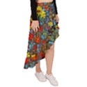 Mid Century Retro Floral 1970s 1960s Pattern 56 Asymmetrical Ruffle Hem Skirt  View3