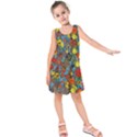 Mid Century Retro Floral 1970s 1960s Pattern 56 Kids  Sleeveless Dress View1