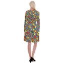 Mid Century Retro Floral 1970s 1960s Pattern 56 Long Sleeve Velvet Front Wrap Dress View2