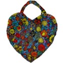 Mid Century Retro Floral 1970s 1960s Pattern 56 Giant Heart Shaped Tote View1