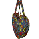 Mid Century Retro Floral 1970s 1960s Pattern 56 Giant Heart Shaped Tote View3