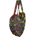 Mid Century Retro Floral 1970s 1960s Pattern 56 Giant Heart Shaped Tote View4