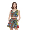 Mid Century Retro Floral 1970s 1960s Pattern 56 Women s Crop Top Pleated Skater Rave Skirt View1