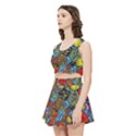 Mid Century Retro Floral 1970s 1960s Pattern 56 Women s Crop Top Pleated Skater Rave Skirt View2