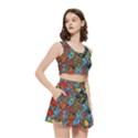 Mid Century Retro Floral 1970s 1960s Pattern 56 Women s Crop Top Pleated Skater Rave Skirt View3