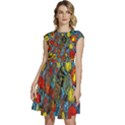 Mid Century Retro Floral 1970s 1960s Pattern 56 Cap Sleeve High Waist Dress View1