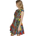 Mid Century Retro Floral 1970s 1960s Pattern 56 Cap Sleeve High Waist Dress View2