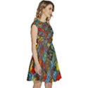 Mid Century Retro Floral 1970s 1960s Pattern 56 Cap Sleeve High Waist Dress View3