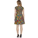 Mid Century Retro Floral 1970s 1960s Pattern 56 Cap Sleeve High Waist Dress View4