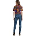 Mid Century Retro Floral 1970s 1960s Pattern 69 Women s Round Neck Short Sleeve Crop Top View4
