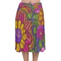 Mid Century Retro Floral 1970s 1960s Pattern 55 Velvet Flared Midi Skirt View1
