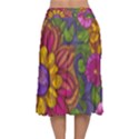 Mid Century Retro Floral 1970s 1960s Pattern 55 Velvet Flared Midi Skirt View2