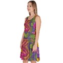 Mid Century Retro Floral 1970s 1960s Pattern 55 Knee Length Skater Dress With Pockets View2
