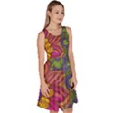Mid Century Retro Floral 1970s 1960s Pattern 55 Knee Length Skater Dress With Pockets View3