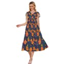 Mid Century Retro Floral 1970s 1960s Pattern 61 V-Neck Drawstring Shoulder Sleeveless Maxi Dress View2