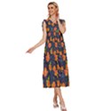 Mid Century Retro Floral 1970s 1960s Pattern 61 V-Neck Drawstring Shoulder Sleeveless Maxi Dress View3