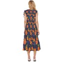 Mid Century Retro Floral 1970s 1960s Pattern 61 V-Neck Drawstring Shoulder Sleeveless Maxi Dress View4