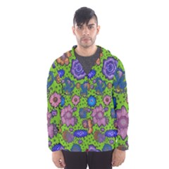 Mid Century Retro Floral 1970s 1960s Pattern 59 Men s Hooded Windbreaker