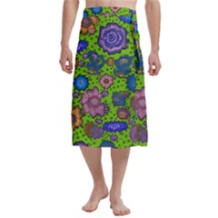 Mid Century Retro Floral 1970s 1960s Pattern 59 Traditional Men s Hawaiian Lavalava Ie Faitaga Wrap Skirt