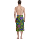 Mid Century Retro Floral 1970s 1960s Pattern 59 Traditional Men s Hawaiian Lavalava Ie Faitaga Wrap Skirt View4