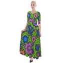 Mid Century Retro Floral 1970s 1960s Pattern 59 Half Sleeves Maxi Dress View1