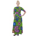 Mid Century Retro Floral 1970s 1960s Pattern 59 Half Sleeves Maxi Dress View2