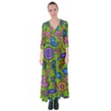 Mid Century Retro Floral 1970s 1960s Pattern 59 Button Up Maxi Dress View1