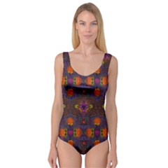 Mid Century Retro Floral 1970s 1960s Pattern 67 Princess Tank Leotard 
