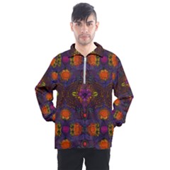 Mid Century Retro Floral 1970s 1960s Pattern 67 Men s Half Zip Pullover
