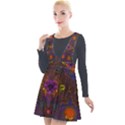 Mid Century Retro Floral 1970s 1960s Pattern 67 Plunge Pinafore Velour Dress View1