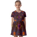 Mid Century Retro Floral 1970s 1960s Pattern 67 Kids  Short Sleeve Pinafore Style Dress View1