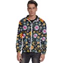 Mid Century Retro Floral 1970s 1960s Pattern 57 Men s High Neck Windbreaker View1