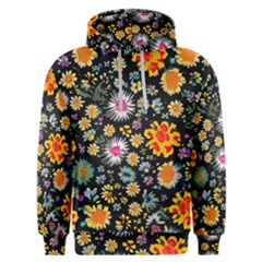 Mid Century Retro Floral 1970s 1960s Pattern 57 Men s Overhead Hoodie
