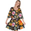 Mid Century Retro Floral 1970s 1960s Pattern 57 Velour Kimono Dress View1