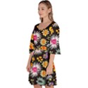 Mid Century Retro Floral 1970s 1960s Pattern 57 Velour Kimono Dress View2