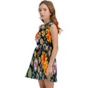 Mid Century Retro Floral 1970s 1960s Pattern 57 Kids  One Shoulder Party Dress View3