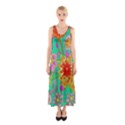 Mid Century Retro Floral 1970s 1960s Pattern 58 Sleeveless Maxi Dress View1
