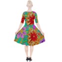 Mid Century Retro Floral 1970s 1960s Pattern 58 Quarter Sleeve A-Line Dress View2