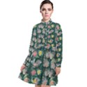 Mid Century Retro Floral 1970s 1960s Pattern 62 Long Sleeve Chiffon Shirt Dress View1