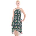 Mid Century Retro Floral 1970s 1960s Pattern 62 High-Low Halter Chiffon Dress  View1