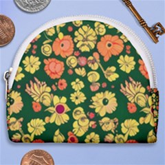 Mid Century Retro Floral 1970s 1960s Pattern 68 Horseshoe Style Canvas Pouch