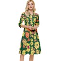 Mid Century Retro Floral 1970s 1960s Pattern 68 Classy Knee Length Dress View1