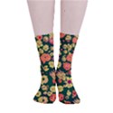 Mid Century Retro Floral 1970s 1960s Pattern 68 Smooth Crew Length Tube Socks View1