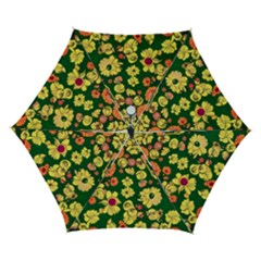 Mid Century Retro Floral 1970s 1960s Pattern 68 Automatic Folding Umbrella With Case (small)