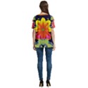 Mid Century Retro Floral 1970s 1960s Pattern 54 V-Neck Split Shoulder Casual T-Shirt View4