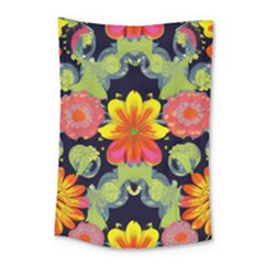 Mid Century Retro Floral 1970s 1960s Pattern 54 Small Tapestry